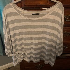 Macy's Gray Striped Long Sleeve Tee